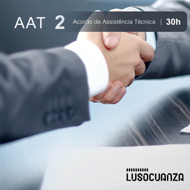 O Acordo de Assistência Técnica (AAT) é um serviço de valor acrescentado adequado às características da sua empresa. O AAT 2 inclui 30 horas de assistência técnica, deslocações incluídas, assistência mínima de 2 horas nas intervenções físicas e relatório final.